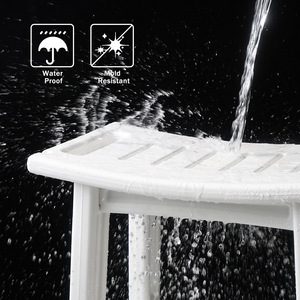 Tabouret de douche pour salle de bain, double couche, en plastique, antidérapant, siège bas, pour personnes âgées, femmes enceintes, enfants, rangement, 56x32x45cm, blanc, gris - Product Image 4