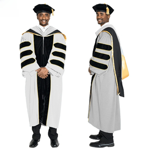 Túnica de Graduación Académica Unisex Personalizable <span class=keywords><strong>JJ</strong></span> GRADGOWN, 100% Poliéster, Color Azul Mate, para Uso Escolar y Doctoral - Product Image 3