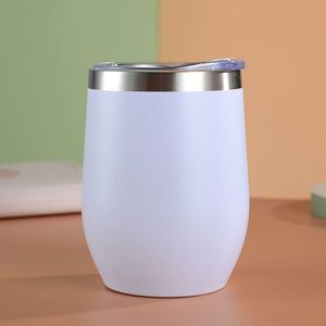 Hot Sale 12oz Stainless Steel <strong>Wine</strong> Glass Egg Shape <strong>Tumbler</strong> Travel Mug Water Cup Double Wall <strong>Wine</strong> <strong>Tumbler</strong> with Lid - Product Image 3