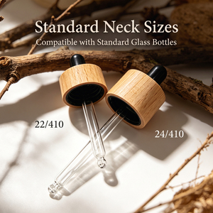 Vietnam WeWood Wooden <b>Dropper</b> Ready for Branding Glass Pipette Black Rubber Teat Natural Wood Collar Essential Oil <b>Bottle</b> Cap - Product Image 2