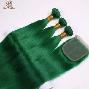 High Quality 10A Grade Brazilian Tape In Green Human Hair Extensions Adhesive Skin Weft 1/3 bundles with closure factory vendors
