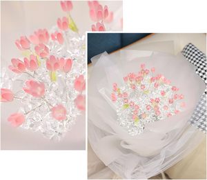 Trang Trí Nội Thất Tulip Phát Sáng Bó Hoa Với Ánh Sáng LED Mãi Mãi Acrylic Hoa Nhân Tạo DIY Thủ Công Tulip Bó Hoa Ánh Sáng Ban Đêm - Product Image 3
