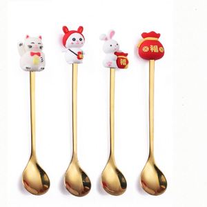 Custom Wholesale Customized Cute Silver <b>Cutlery</b> Stainless Steel Flatware Cartoon Santa Claus Gold Fork and Spoon <b>Set</b> - Product Image 1