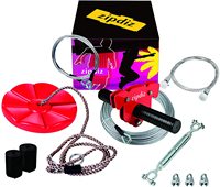 Zipdiz Zip Line : Équipement de sécurité sportif complet pour enfants, durable, portable, en métal, avec frein à ressort de 5,9 pieds, poulie et chariot pour le plaisir en plein air