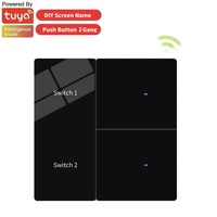 Interrupteur mural intelligent connecté Wi-Fi avec affichage LED du nom, double interrupteur manuel 2 gangs avec neutre, ZigBee 2MQTT 3 voies