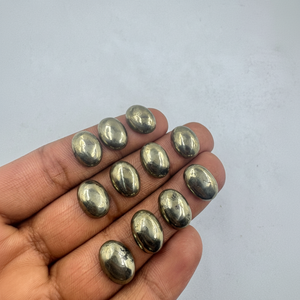 พลอยไพไรต์ธรรมชาติทรงรีแบบเรียบอัญมณีทรงหลวมสำหรับทำเครื่องประดับอัญมณี10x14mm - Product Image 1