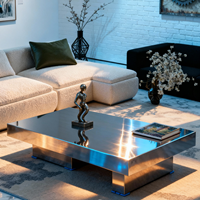 Table basse en acier inoxydable de qualité supérieure, durable, avec un design moderne intégré pour salon, hall d'hôtel, bureau, salle de séjour