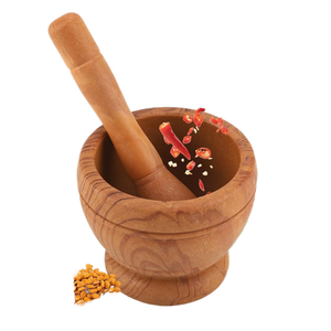 Nuevo y Popular Mortero de Bambú Manual para Picar Ajo, Mezclar Hierbas y Especias, Triturar, con Pestillo de PP para Cocina y Medicina - Product Image 3