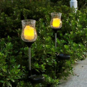 Luces Solares de Jardín, Vela LED con Base de Vidrio, Resistentes al Agua, Decoración para Patio Exterior - Product Image 1
