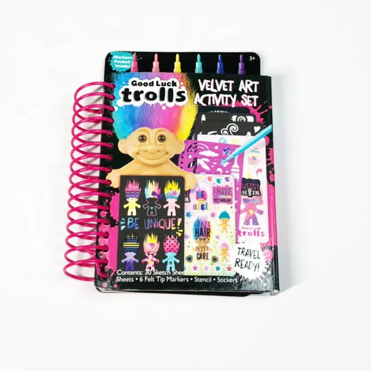 Livro de colorir espiral personalizado, conjunto de brinquedos de desenho para crianças