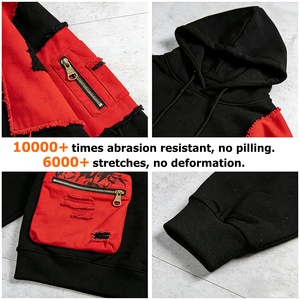 เสื้อฮู้ดดี้ผู้ชายผ้าเฟรนช์เทอร์รี่พิมพ์ลายกันน้ำ หนัก 480gsm สไตล์วินเทจ มีเชือกผูก ปรับแต่งได้ตามต้องการ พร้อมกระเป๋าคาร์โก้ กันยับ - Product Image 2