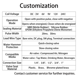 Válvula Solenoide de Impulso Bistable Goldenland 0.2-8 bar con Voltaje Personalizado (DC 3V/6V/9V/12V/24V) para Interruptor de Agua - Product Image 4