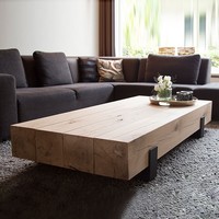 Meilleure table basse carrée en bois rustique vintage naturel vieilli et récupéré, nouvelle et très vendue
