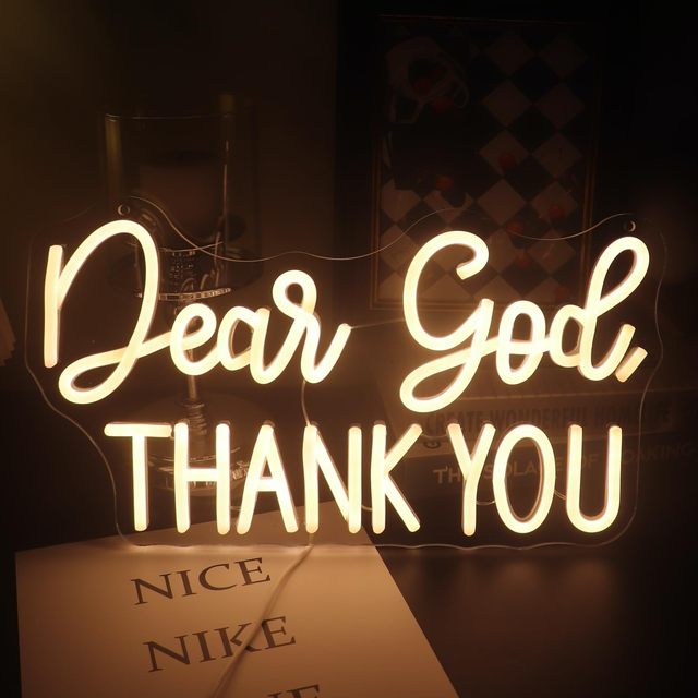 Dear God Thank You Neon Sign LED Acrylic For Office Desk Home Bedroom Living Room Study Room Church Inspirational Decor