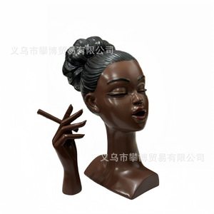 <b>Head</b> Scents Burner For Black Women Resin Aromatherapy Incense Holder With Hand And Cigarette <b>Style</b> A - Product Image 1
