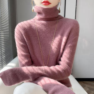 Pull à col montant en <span class=keywords><strong>laine</strong></span> tricotée, ajusté, à col montant 3D, nouvelle collection automne-hiver, étiquette personnalisée - Product Image 4