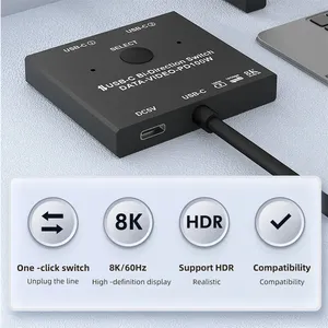 Commutateur KVM USB-C bidirectionnel 8K DOONJIEY 2x1/1x2, câble séparateur Type-C, vidéo 30Hz 4K 120Hz, PD 100W, transmission de données 10 Gbps - Product Image 1