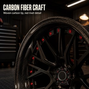 Nouvelles jantes XTTD personnalisées en fibre de carbone noir brillant à rayons multiples forgées de luxe pour voitures de course 5 trous - Product Image 4
