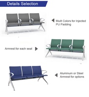 Chaise en maille pour aéroport, 3 places, banc d'attente pour hôpital et clinique, directement de l'usine