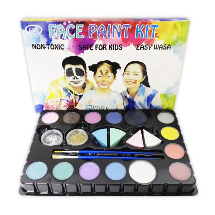 KHY Crianças Facepaint 14 Cor Paleta Suprimentos Pintura Halloween Maquiagem Rosto E Corpo Pintura Set Kit