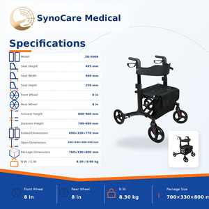 SynoCare <b>Walker</b> Rollator Folding Lightweight Aluminum Alloy With Seat And Storage For <b>Elderly</b> Mobility Aid - Product Image 5