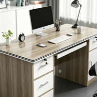 Escritorio de Oficina Moderno de Madera con Cajones de Almacenamiento, Estación de Trabajo para Computadora, Muebles para Oficina en Casa
