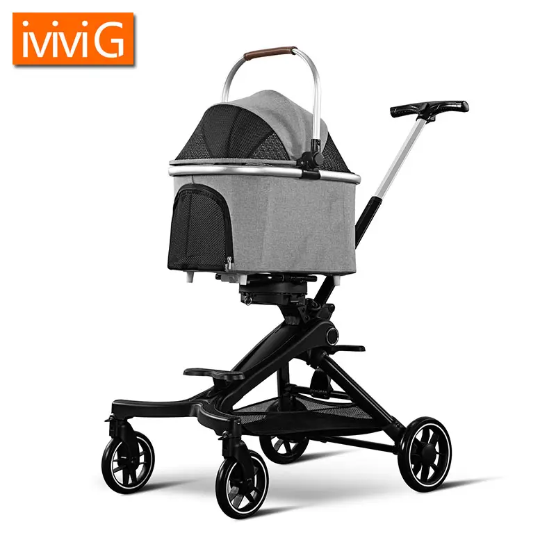 U801 Outdoor Luxus faltbar tragbar 4 Räder Pet Carrier Trolley Reise wagen Cat Dog Pet Kinderwagen