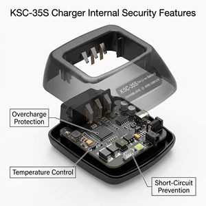 Chargeur KSC-35S avec <span class=keywords><strong>adaptateur</strong></span> secteur et chargeur de voiture DC 12V/24V compatible avec <span class=keywords><strong>Kenwood</strong></span> TK-2400 TK-3400 NX-1300 NX-1200 Radior - Product Image 4