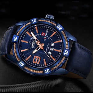 Montre à quartz bleue NAVIFORCE 9117 pour homme, étanche, décontractée, sportive, bracelet en cuir, montre-bracelet pour homme, mode - Product Image 3