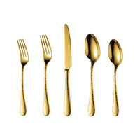 Haut de gamme 304 couverts en acier inoxydable ensemble pour hôtels Restaurants marteau poignée couteau fourchette Table cuillère thé cuillère thé fourchette