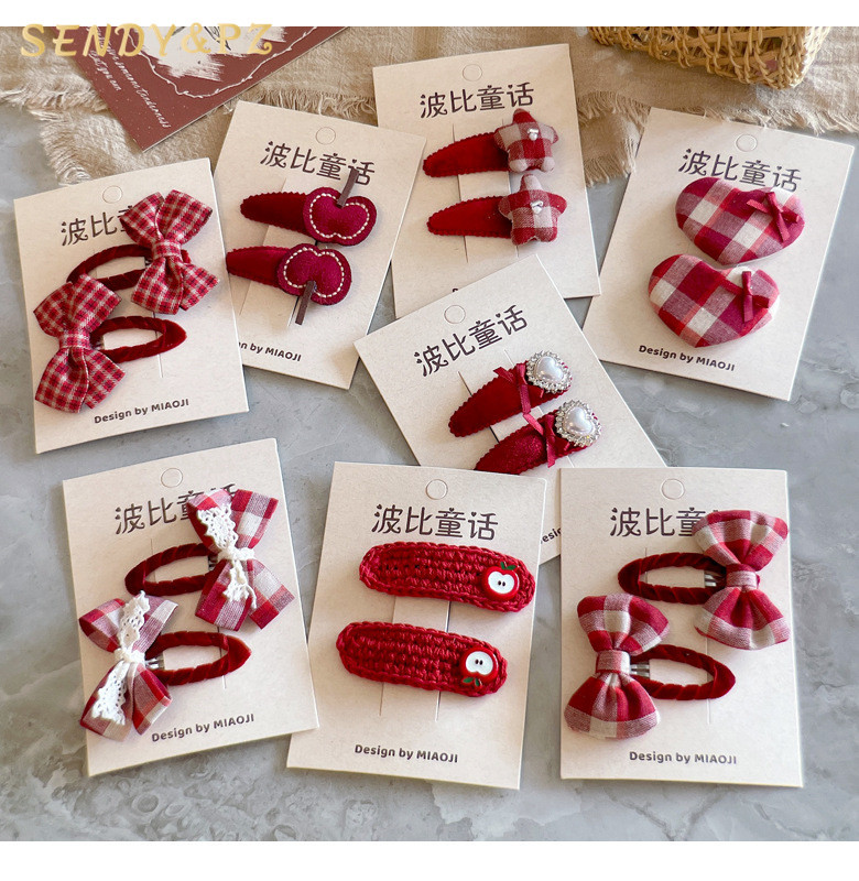 Children Wine Red Plush Bow Hair