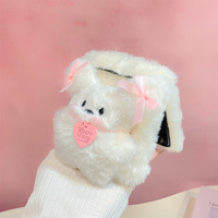 Coque de téléphone mignonne en peluche 3D Lapin Doux pour Galaxy Z Flip 8-3 Fold 8-3 Ultra avec Dragonne Pompon Perlée Housse de Protection Pliable