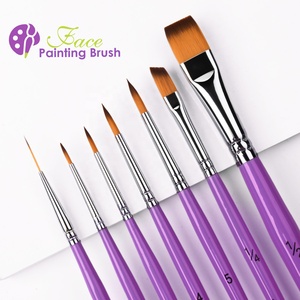 Juego de Pinceles para Pintar Caras Premium 2026, Cerdas Planas Suaves de 1/2 Pulgada con Mango de Madera Morado para Artistas - Product Image 2