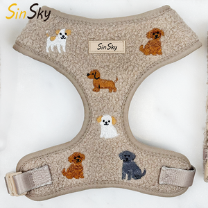 SinSky Personalized Custom logo Dog Harness Teddy Fleece Small No Pull Dog Harness High Quality Embroidered Luxury Dog Harnesses