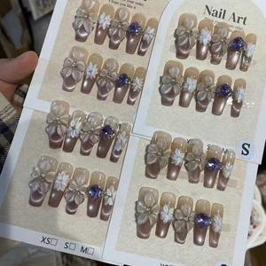 Faux ongles 3D en forme de fleur de glace, faits à la main, de haute qualité, luxueux, brillants, réutilisables, pour femmes - Product Image 6