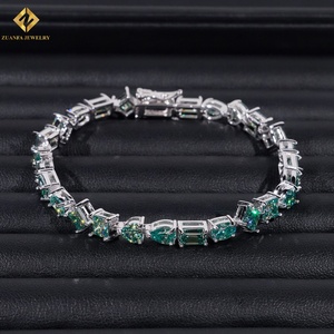 Moissanite Tennis <b>Bracelet</b> Fancy Shape 925 <b>Silver</b> Rhodium Plated Luxury Geometric Design <b>Bracelets</b> - Product Image 4