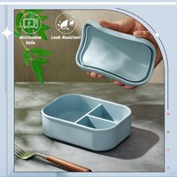 Boîte à bento en silicone réutilisable, boîte à lunch en silicone pour adultes, compatible micro-ondes, lave-vaisselle et congélateur