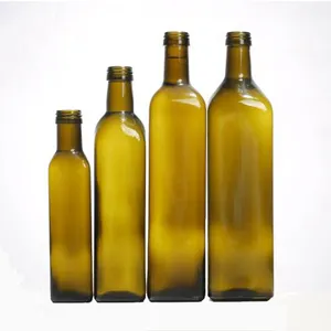 בסיטונאות זית שמן 1000ml-ריק מצוידת מזון חבילה בישול שמן בקבוק עתיק ירוק 250ml 500ml 750ml זית שמן זכוכית בקבוק