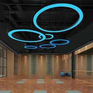 Lampade a Sospensione <span class=keywords><strong>LED</strong></span> Quadrate Commerciali con Profilo in Alluminio, <span class=keywords><strong>Lampada</strong></span> da Soffitto Rotonda per Illuminazione di Palestre e Uffici - Product Image 4