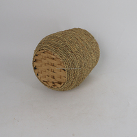 Jardinière en herbe tressée fabriquée en usine avec cadre métallique, de forme ronde et de couleur naturelle, pour la décoration de la maison et le jardinage
