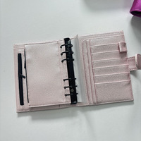 Y&G Wholesale A6 Couverture de carnet de budget en cuir PU grainé noir, finition nacrée métallique, avec anneaux, pour agenda, organisateur et planificateur, avec feuille de rechange