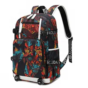 Mochila inteligente impermeável de laptop, mochila inteligente portátil colorida de cetim com carregador usb, bolsa de escola para laptop