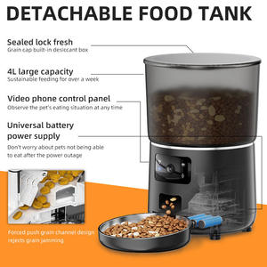 Distributeur <span class=keywords><strong>de</strong></span> nourriture intelligent pour animaux <span class=keywords><strong>de</strong></span> compagnie 4L contrôlé par l'application Tuya, bol unique pour chiens et chats, avec Wifi et caméra, <span class=keywords><strong>en</strong></span> acier inoxydable, alimenté par batterie - Product Image 2