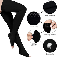 JR-878 Chaussettes de compression pour femmes, antidérapantes, au-dessus du genou, à bout ouvert, 20-30 mmHg
