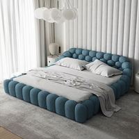 Cama Doble Moderna con Diseño de Castillo de Princesa, Muebles de Dormitorio de Hotel de Cuero, Duraderos