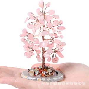 <b>Crystal</b> <b>Tree</b> Of Life Ornament Pink Quartz Mini Desktop Decoration Home Decor Gift - Product Image 1