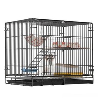 Petite cage d'intérieur pour chat, villa en fer pour animaux de compagnie, motif solide, plateau en plastique, palette multi-niveaux, maison pour chat écologique, fermeture à bouton, carrée