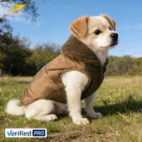 Gilet d'hiver pour animaux de compagnie avec fermeture éclair personnalisée OEM, col en polaire Sherpa, manteau sans manches pour chien, tissu extérieur résistant à l'eau, vêtements chauds pour chien
