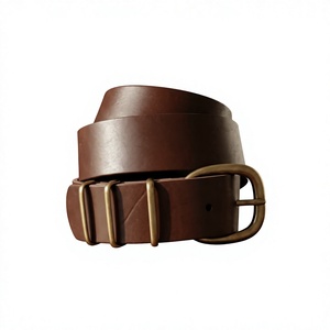 Ceinture personnalisée B.S International en cuir de vachette noir écologique, vintage, avec boucle carrée tressée en cuivre, largeur 38 cm, longueur 138 cm, solide - Product Image 3