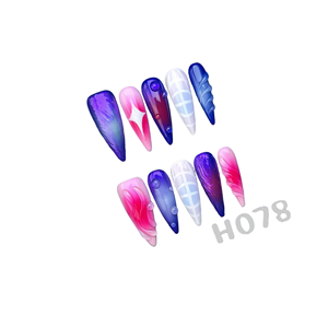 <span class=keywords><strong>Ongles</strong></span> à presser en acrylique style français, couvrance totale, forme stiletto, <span class=keywords><strong>avec</strong></span> pointes longues, lot de 10 pièces, colle incluse pour application sur les doigts - Product Image 3